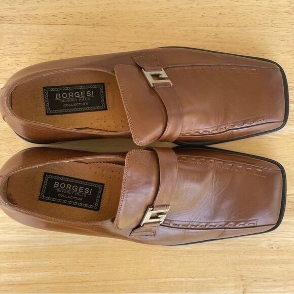 Vintage Borgesi Beverly Hills Light Brown Leather Handmade Shoes Size 43 - Picture 3 of 8